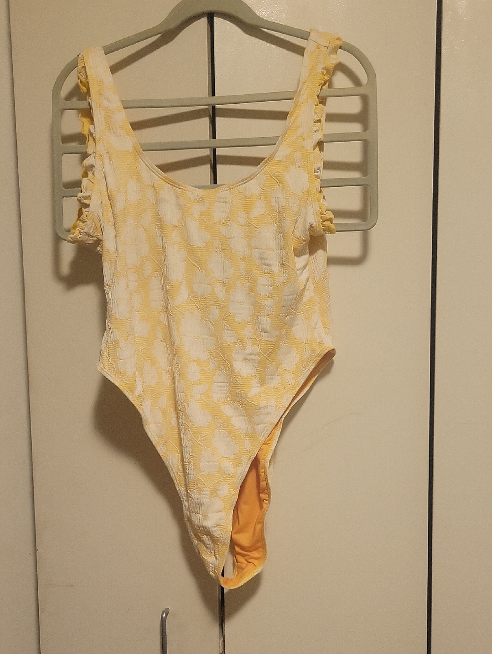 Womens Yellow Floral One-Piece Swimsuit